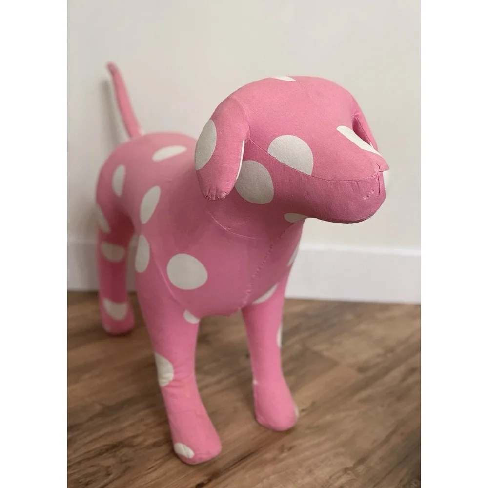 VTG RARE Victoria's Secret Pink XL Display Dog Pink/white Polka Dot 25.5